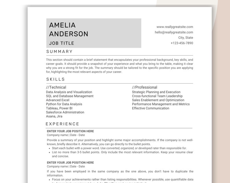 Data Analyst Resume Template For Canva Editable Ats Friendly Modern