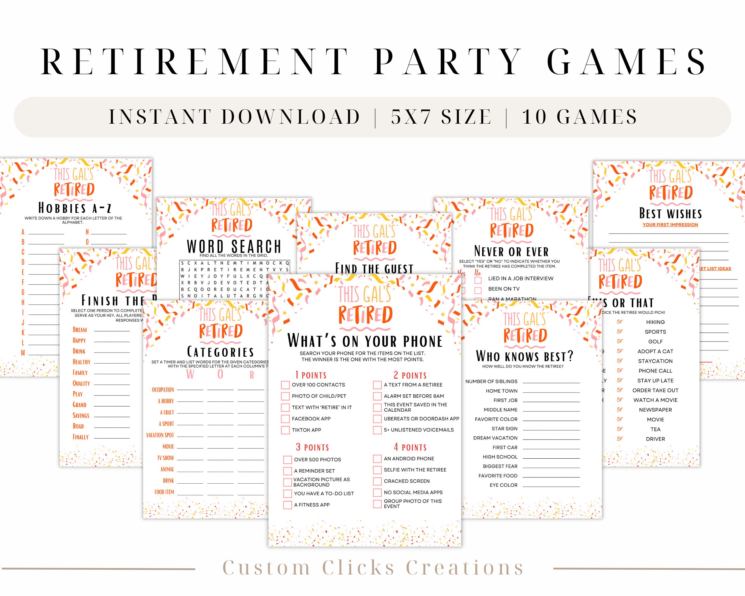 This Gals Retired Party Games Bundle Printable Retirement Games for Her ...
