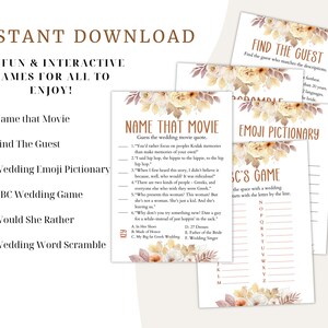 Elegant Floral Bridal Shower Games Bundle, Wedding Shower Activities ...