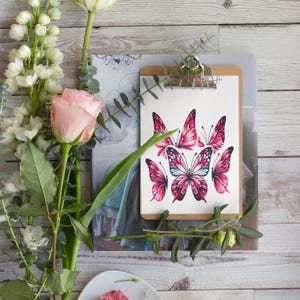 Pink Butterfly Clipart: PNG and JPEG File Included. It is a digital download no physical product will be shipped.