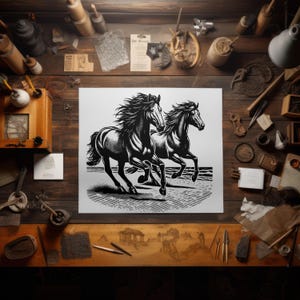 Mustangs fonctionnant sur la conception de vecteur de plage ; Fichiers SVG, PNG et JPEG inclus. Il s'agit d'un téléchargement numérique, aucun produit physique ne sera expédié.