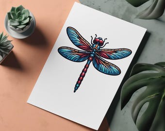 Dragonfly Clip Art: Colorful Insect Design (PNG, JPEG Digital Download)