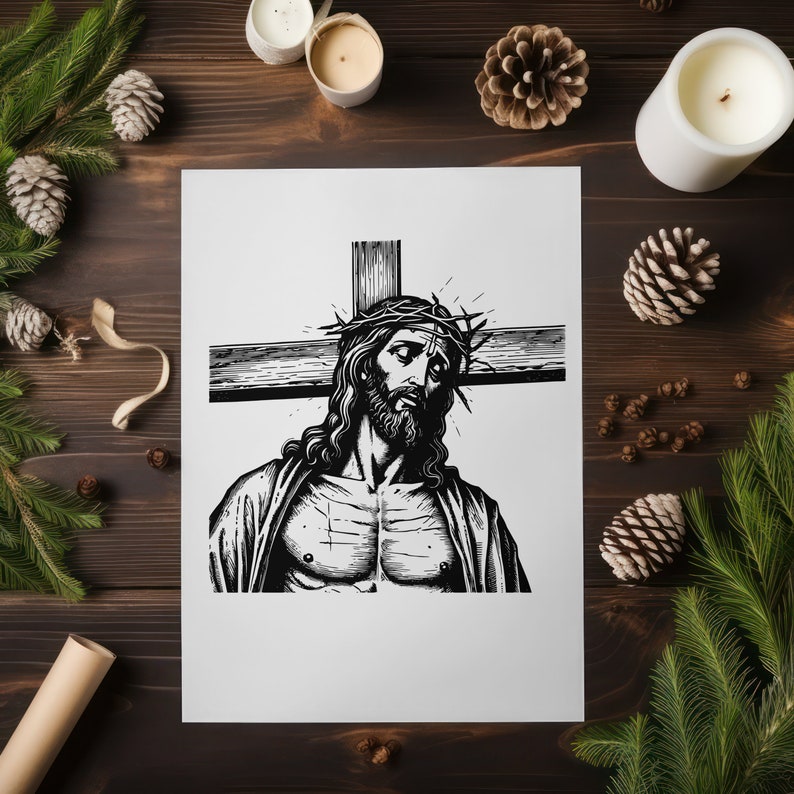 Jesus Cross Vector File Jesus and Cross Vector Design: SVG, PNG, JPEG Files (digital Download ...