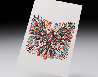 Bunter Phoenix Clipart: Transparentes PNG, JPEG (Digital Download)