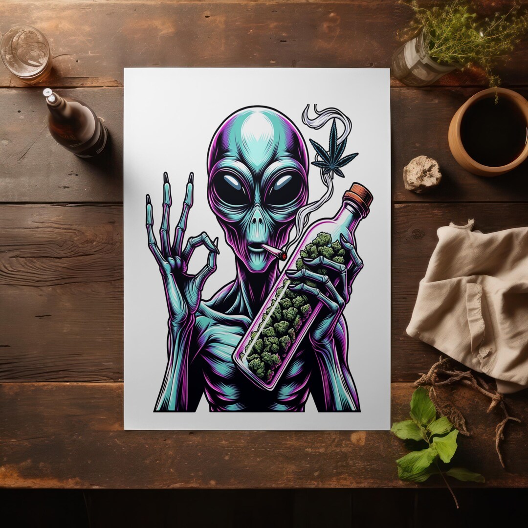 Smoking Alien PNG: Weed Art Clipart (digital Download) - Etsy