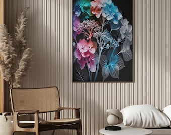 Colorful Hydrangea Art Print: Modern Floral Wall Decor (Digital Download)