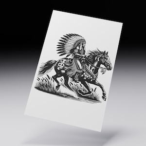 American Indian Chief Horse Vector Design: SVG, PNG, JPEG (Digital Download)