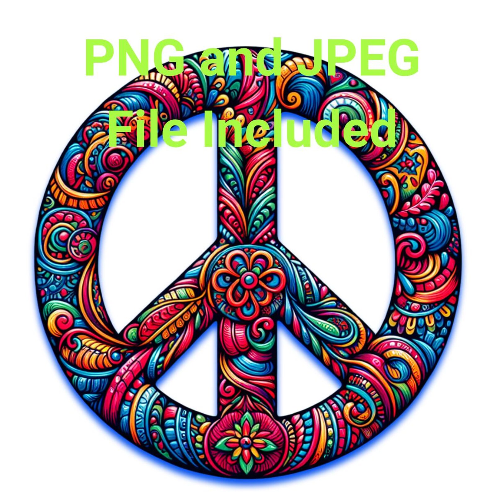 Hippy Peace Sign Design: PNG and JPEG File Included. It is a Digital