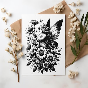 Wildblumen und Feen-Design; SVG-, PNG- und JPEG-Datei enthalten Es handelt sich um einen digitalen Download, es wird kein physisches Produkt versendet.