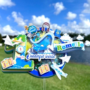 Adventure Awaits Cake Topper: Travel Theme Birthday Decor