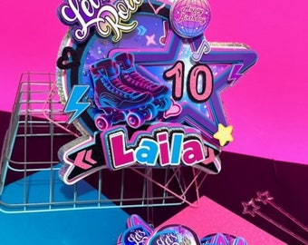 Roller skate cake topper,skate cake,roller skate birthday supplies,Rolling skate party,skating birthday topper,Roller skater centerpiece