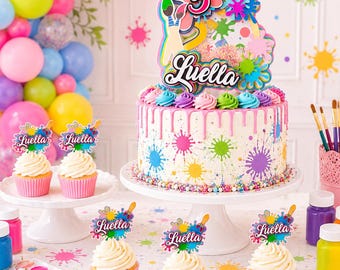 Paint Party Cake Topper: Art Splatter Decorations