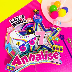 Roller skate cake topper,Skate cake,Roller skate birthday,Supplies,Rolling skate party,Skating birthday topper,Roller skater centerpiece