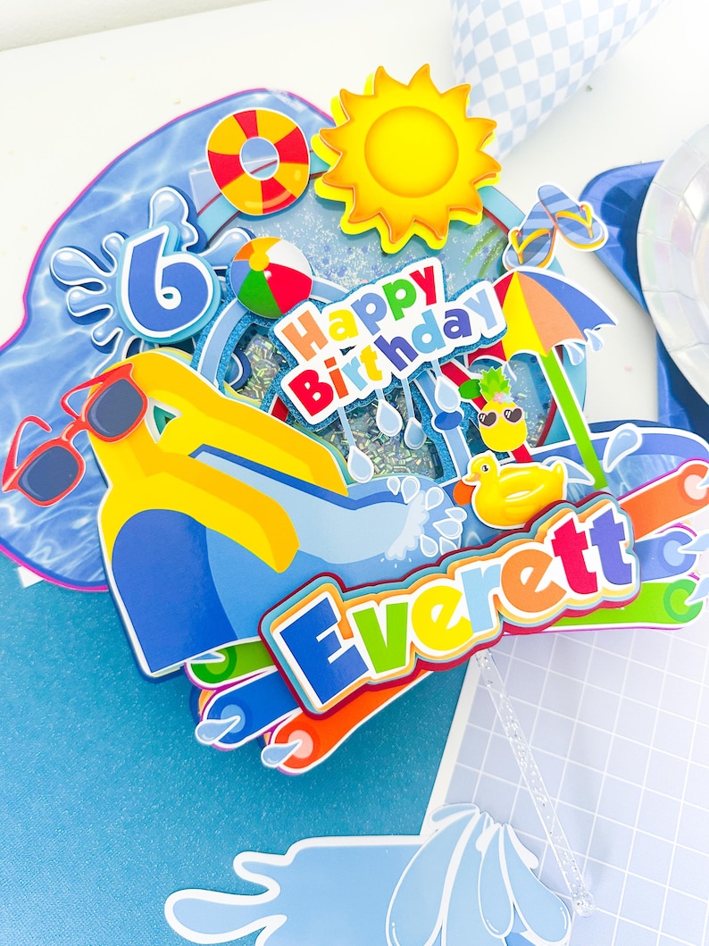 Waterslide Cake Topper: Splish Splash Birthday Party Decoration - Etsy