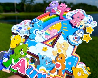 Cute Bears cake topper,Bear party decoration, Teddy bear shower topper, Bears centerpiece, Bears colorful cake topper,Rainbow cake topper