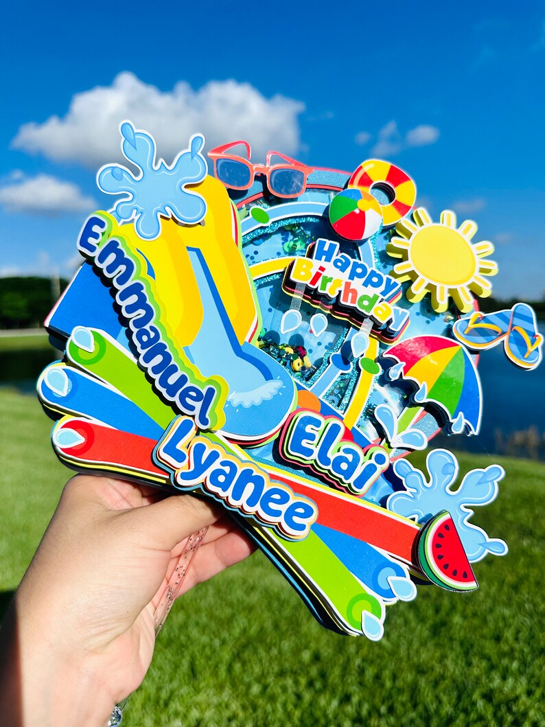 Waterslide Birthday Cake Topper: Splish Splash Pool Party - Etsy