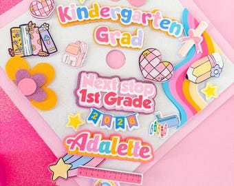 Dekorierte Abschlusskappen / Mädchen Jungen Schulabschluss / Mütze und Kleid / benutzerdefinierte Abschlusskappe, Abschlusskappe Topper, personalisierte Kappe