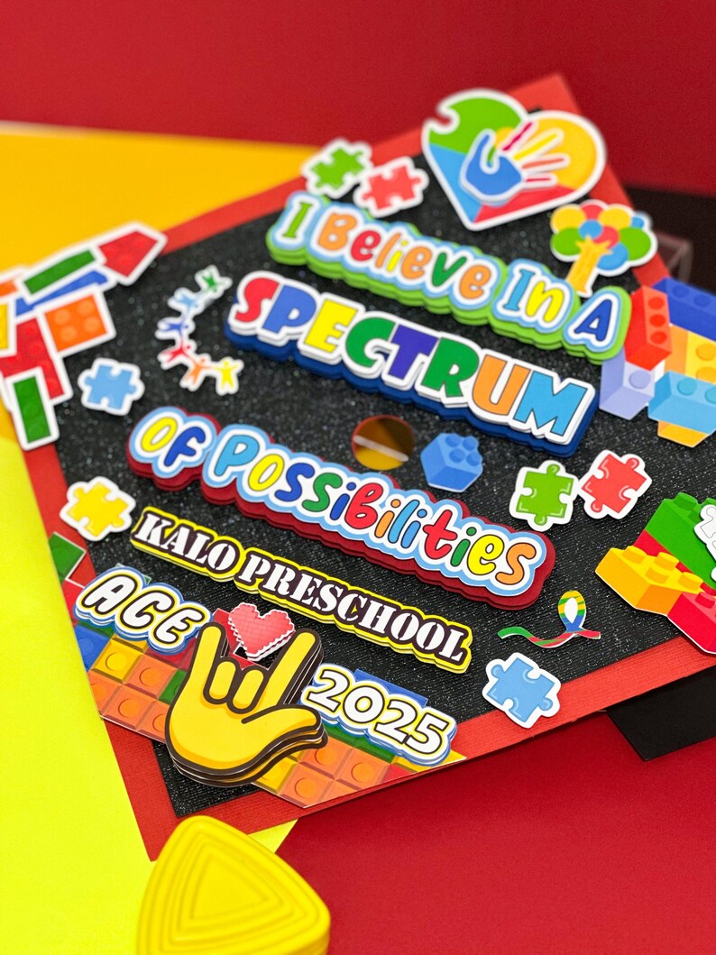 Graduation Cap Design Autism Autism Graduation Cap | Custom Graduation Cap Topper | Autism Awareness ...