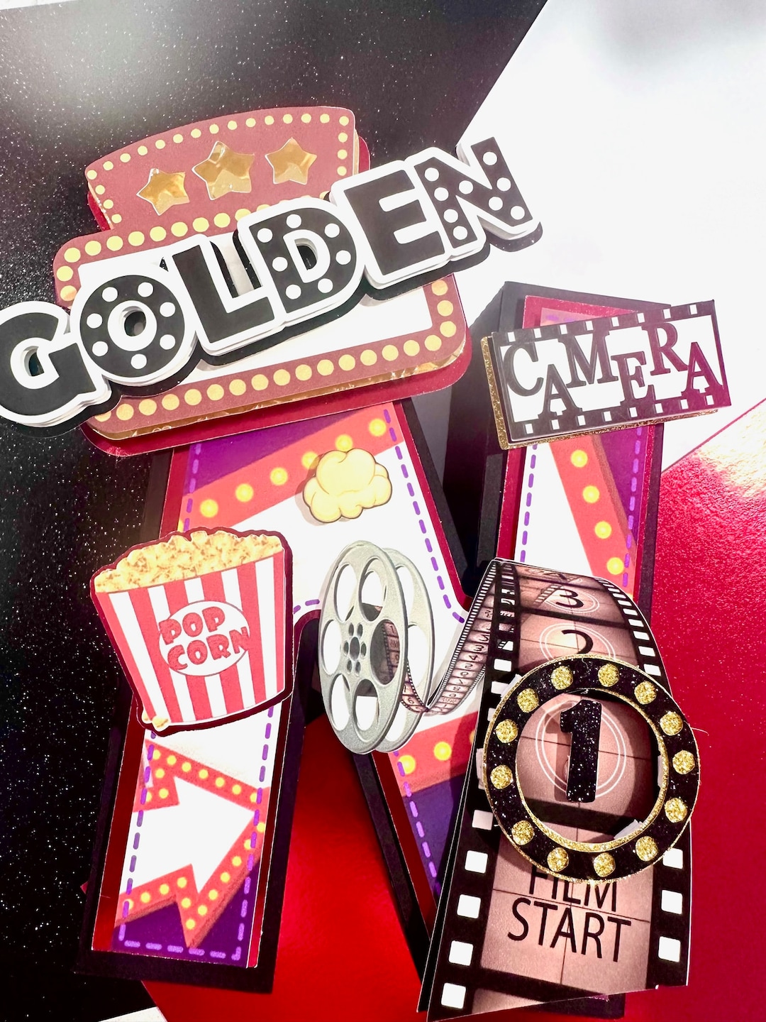 Movie Night Cake Topper/theater Theme Topper/cinema Topper 3d Etsy