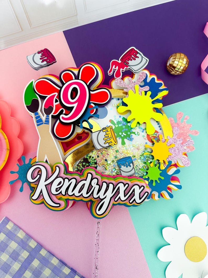Paint Party Cake Topper: Art Splatter Decorations, Paint Favor Boxes ...