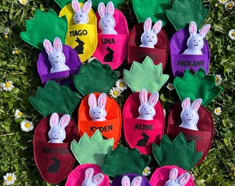 Small personalized felt rabbit - guest gift