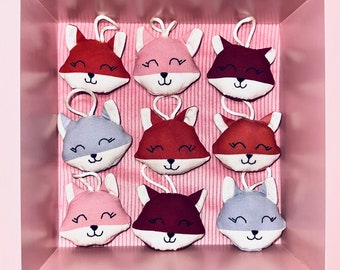 Fox / wolf / word head plush keyring to slip inside