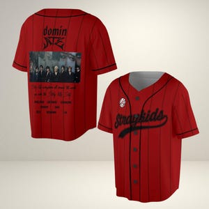 Red Pinstripe Kpop Baseball Jersey - Dominate Tour Style Fan Shirt