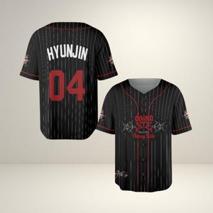 Black Pinstripe Dominate 04 Baseball Jersey - Dark Tour Style Kpop Shirt