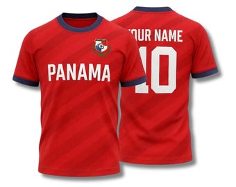 Personalized Panama Soccer Fan T Shirt, Custom Name & Number Jersey Style Tee