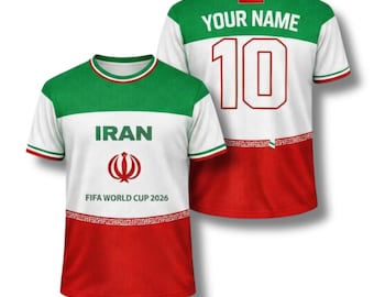 Iran Soccer Fan Shirt 2026 | Custom Name & Number | Unisex All-Over Print Tee