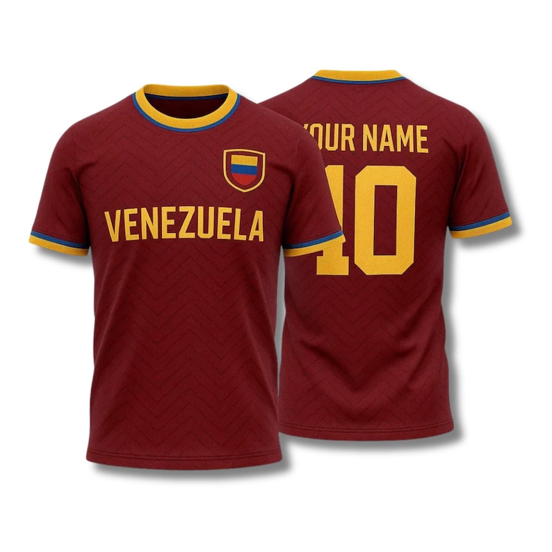 Personalized Venezuela Soccer Fan T Shirt, Custom Name & Number Jersey Style Tee image 1