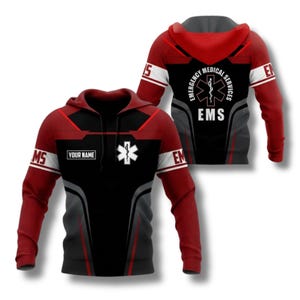 Custom EMS Hoodie – Personalized Name, Star of Life Emblem