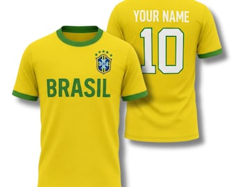 T-shirt personnalisé de fan de football du Brésil, nom et numéro personnalisés