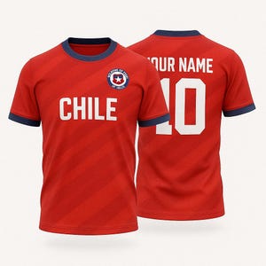 Custom Chile Soccer Jersey - Red Football Shirt with Name & Number - Chilean Futbol Fan Gift - Personalized Team Jersey