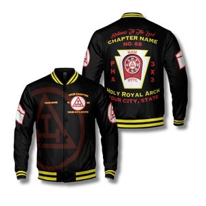 Chaqueta universitaria personalizada del Santo Arco Real PHA: chaqueta bomber personalizada