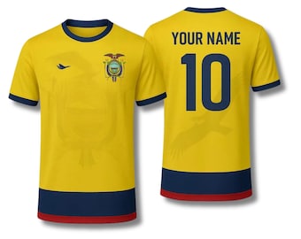Personalized Ecuador Soccer Fan T Shirt, Custom Name & Number Jersey Style Tee