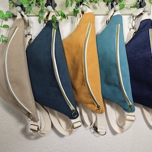 Sac banane velours côtelé ou toile, personnalisable, fait main