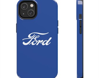 Vintage Ford Logo iPhone Case – 1919 Classic Auto Emblem on Dual-Layer Durable Phone Cover, Blue Ford Car Gift