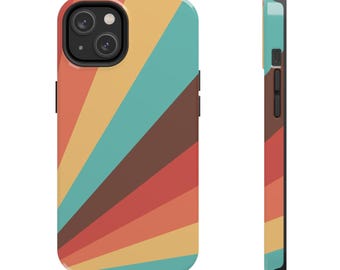 Retro 70s Style iPhone Case Vintage Style Sunburst with Retro Colors