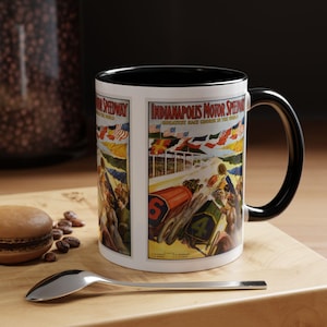 Indianapolis Motor Speedway Mug – 1909 Vintage Racing Poster for Racing Fans and History Buffs