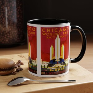 1933 Chicago World’s Fair Mug – A Century of Progress Poster – Art Deco Design – Vintage Travel Poster Art for History Buffs