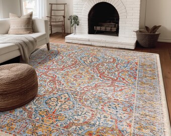 The Amaranthus Rug | Eclectic, Bohemian, Persian-Inspired, Peach Area Rug, Indoor