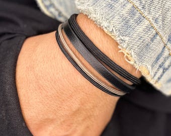 Bracciale in pelle intrecciata con incisione - Gioielli personalizzati da uomo - Regalo per la festa del papà