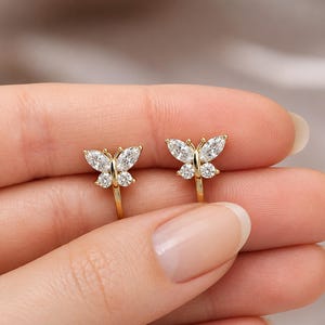 Fjärilskristallörhängen / Eleganta smycken, utan piercing för tjej eller kvinna