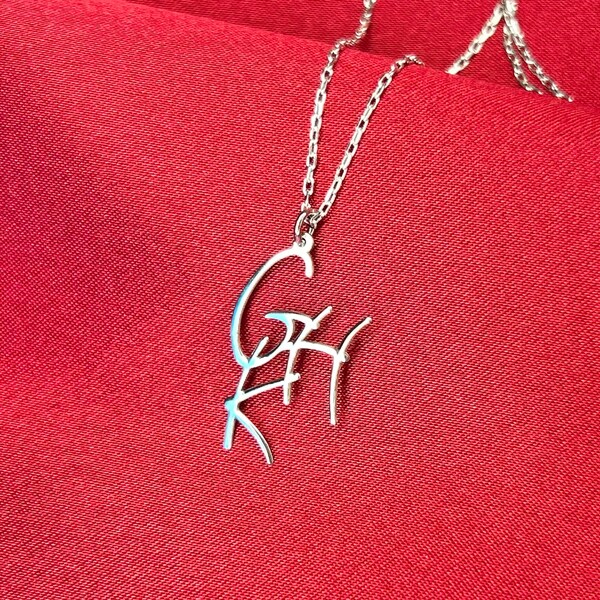 Design Initials Logo Necklace - Personalized Letters Name Necklace - Custom Initials Necklace - Personalized Silver Jewellery - Gift for Her