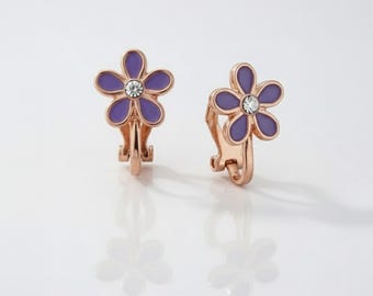 Daisy Clip on Earrings - Flower Non Pieced Jewelry - Gift for Kids, Girls