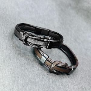 Bracciale da uomo in pelle intrecciata con incisione: regalo personalizzato con chiusura magnetica