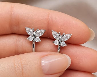 Kristallen vlinderclip-oorbellen / sierlijke niet-doorboorde sieraden voor meisjes, vrouwen of tieners