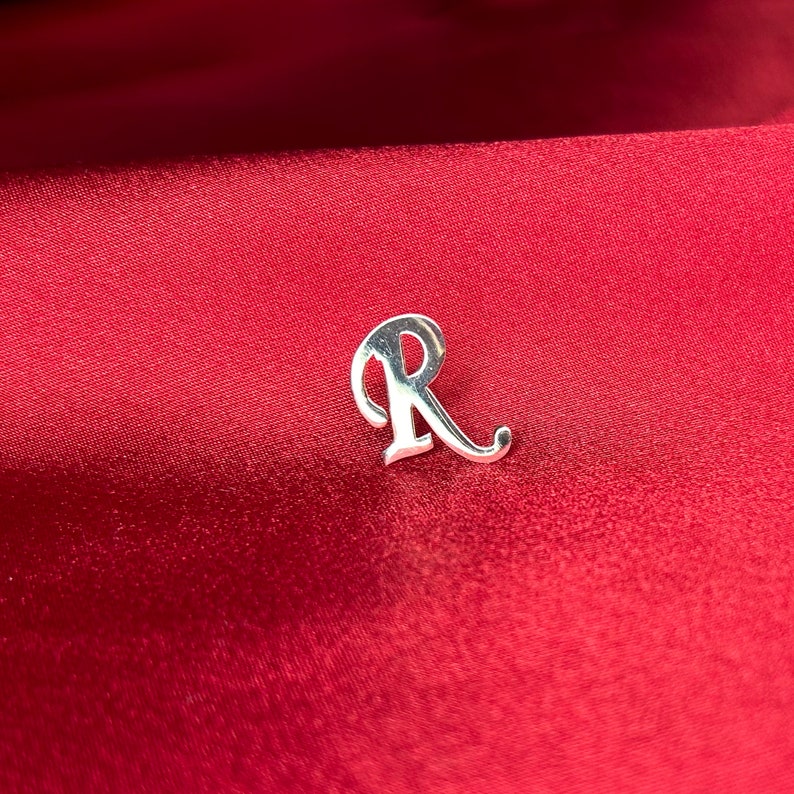 Custom Lapel Pin For Groom / Silver Letter Lapel Pin / Initial Brooches / Initial Letter Pin / Groom Suits Pin / Father's Day Gift image 6