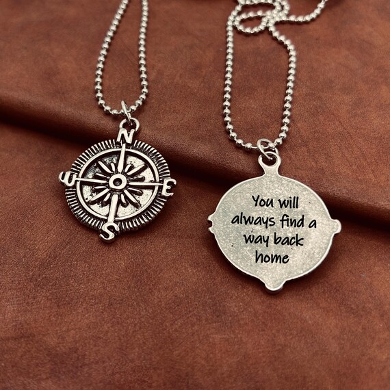 Personalized Compass Necklace for Men: Engraved North Star Jewelry